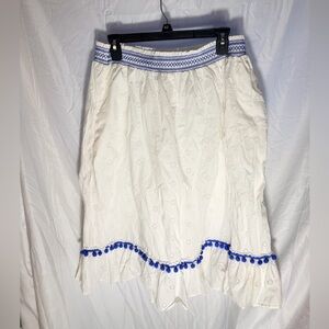 J. Crew L Cotton White and Cerulean Blue Accents
